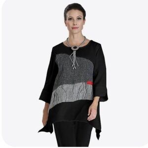 IC by Connie K Lagenlook Oversized Asymmetrical Linen Tunic Art to Wear Small